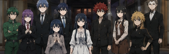 夜桜兄妹がそろって登場するアニメ本編の場面
